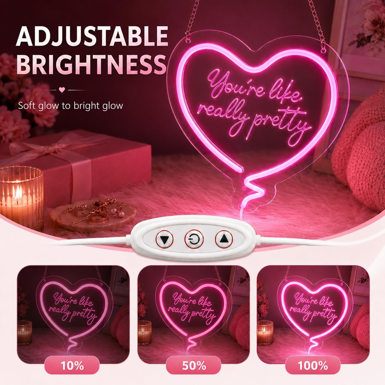 Pink Heart Neon Sign Youre Lik - đánh giá và giá Neon Sign Party